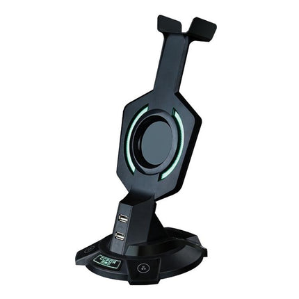 Integrated Mecha-Shaped Headset Holder With Dual Usb Ports And Computer Switch - Luminous