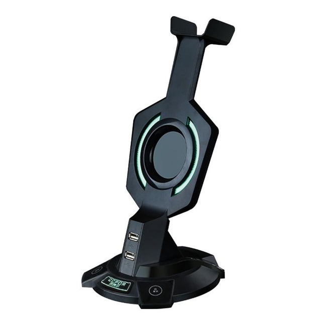 Integrated Mecha-Shaped Headset Holder With Dual Usb Ports And Computer Switch - Luminous