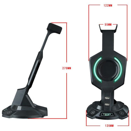 Integrated Mecha-Shaped Headset Holder With Dual Usb Ports And Computer Switch - Luminous