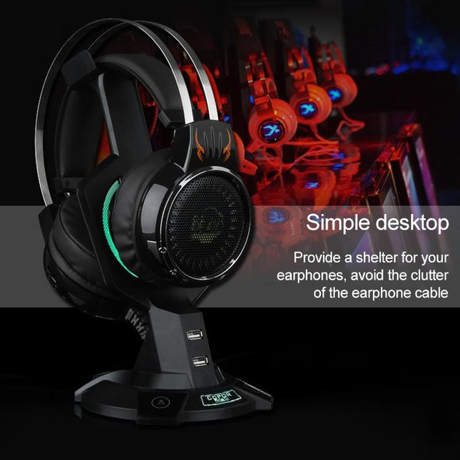 Integrated Mecha-Shaped Headset Holder With Dual Usb Ports And Computer Switch - Luminous