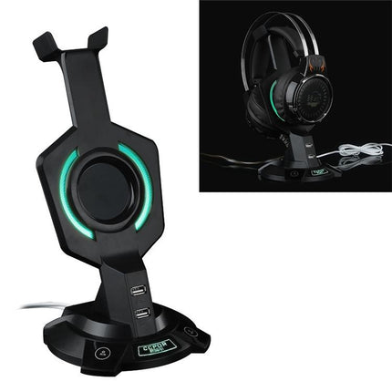 Integrated Mecha-Shaped Headset Holder With Dual Usb Ports And Computer Switch - Luminous