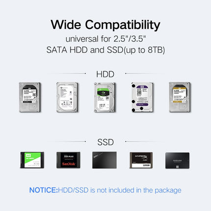 Usb 3.0 Sata Ssd Adapter For 2.5 / 3.5 Hdd Enclosure