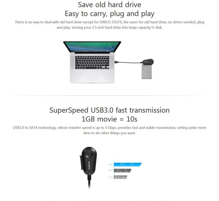 Sata To Usb 3.0 Adapter For 2.5 Hdd / Ssd