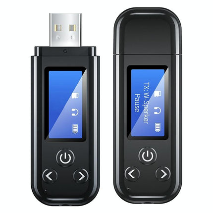 2-In-1 Usb Car Bluetooth 5.0 Audio Adapter With Lcd Screen