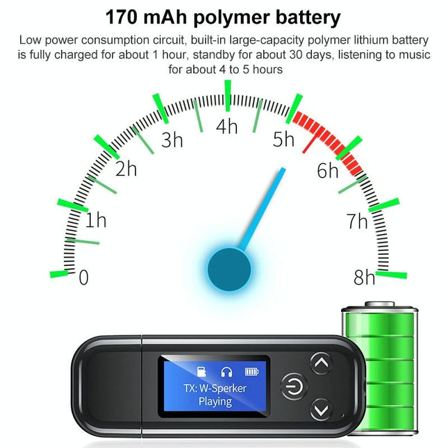 2-In-1 Usb Car Bluetooth 5.0 Audio Adapter With Lcd Screen