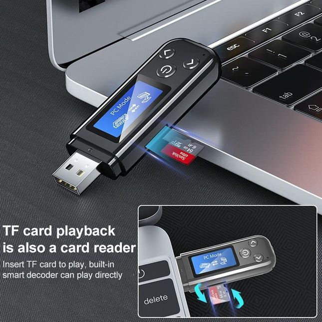 2-In-1 Usb Car Bluetooth 5.0 Audio Adapter With Lcd Screen