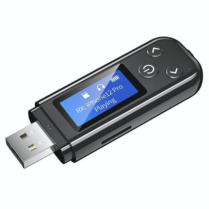 2-In-1 Usb Car Bluetooth 5.0 Audio Adapter With Lcd Screen
