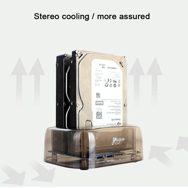 Usb3.0 Dual Sata Hdd Enclosure With Hub & Otb - 2.5 / 3.5 Inch