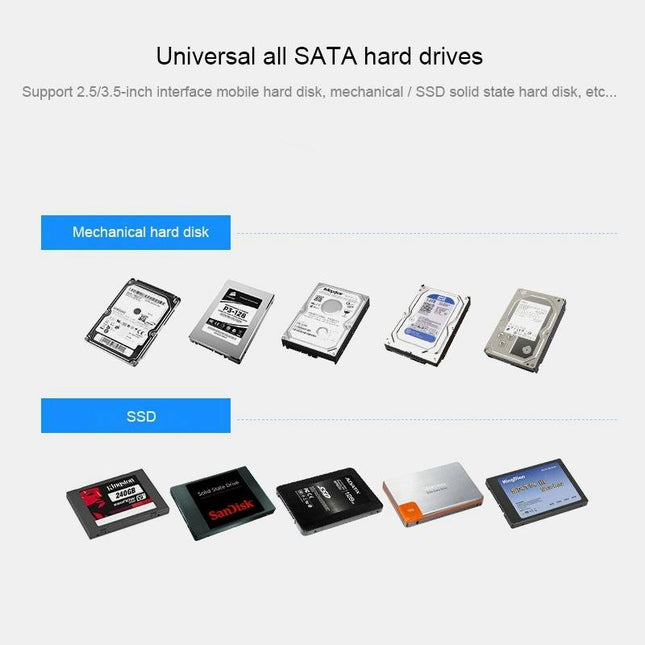 Usb3.0 Dual Sata Hdd Enclosure With Hub & Otb - 2.5 / 3.5 Inch