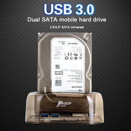 Usb3.0 Dual Sata Hdd Enclosure With Hub & Otb - 2.5 / 3.5 Inch