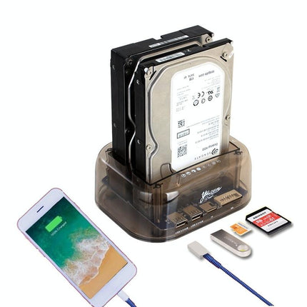 Usb3.0 Dual Sata Hdd Enclosure With Hub & Otb - 2.5 / 3.5 Inch