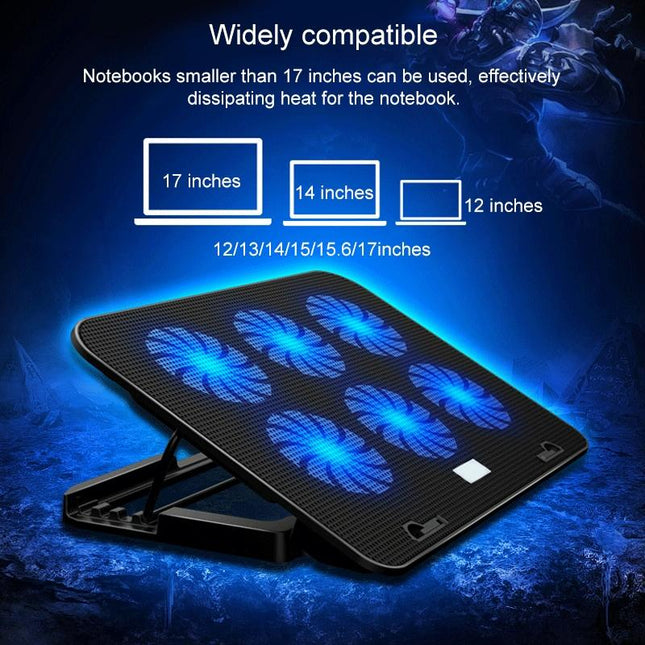 Silent Six-Fan Cooling Rack For Notebook Computers