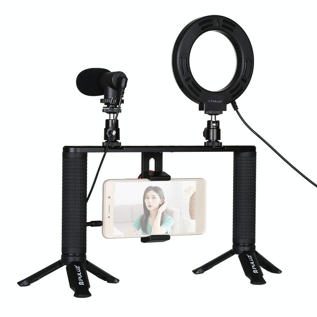 4-In-1 Vlogging Kit With 4.7 Ring Light Mic Tripod & Stabilizer