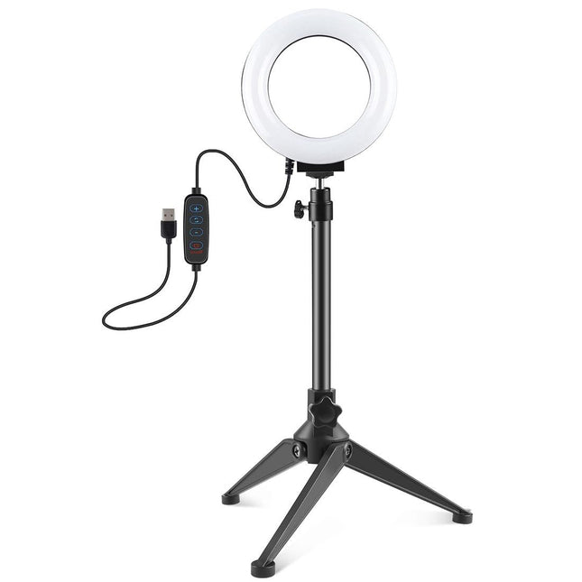Usb 3 Modes Dimmable Led Ring Light With Tripod Holder And Cold Shoe Ball Head - 4.7 Inch Diameter
