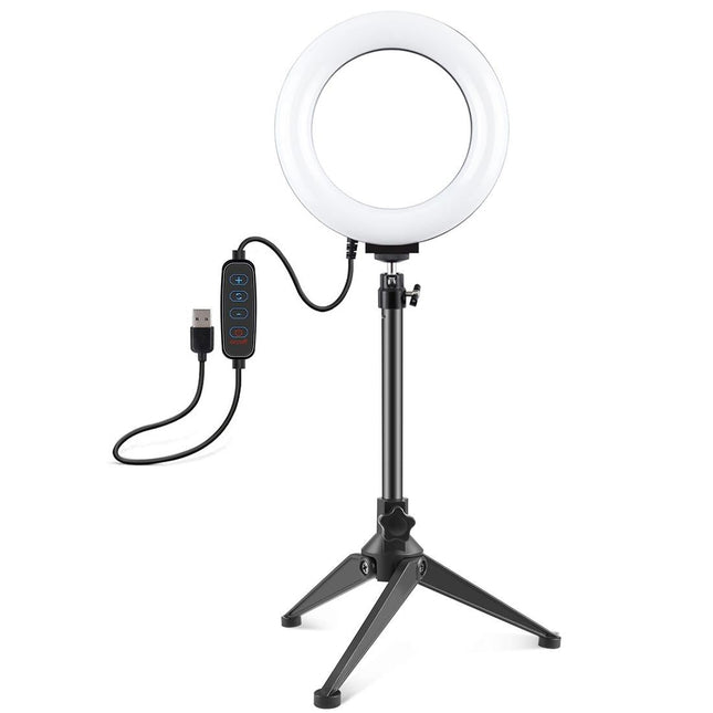 6.2 Led Ring Light With Usb 3 Modes Dimmable Desktop Tripod Cold Shoe Ball Head