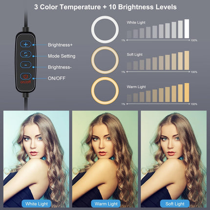 Live Broadcast Phone Bracket & Tripod Mount With Extension Rod & 6.2 Inch Led Ring Light Kit