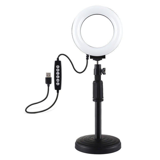 Curved Surface Ring Light With Usb 10 Modes 8 Colour Rgbw Cold Shoe Tripod Black