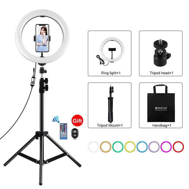 10.2 Rgbw Led Ring Light Kit With Tripod Remote And Phone Clamp