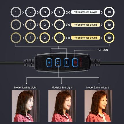 11.8 Led Ring Light Kit With Tripod & Dual Phone Bracket - 3 Modes Dual Colour Temperature Usb Live Broadcast - Black