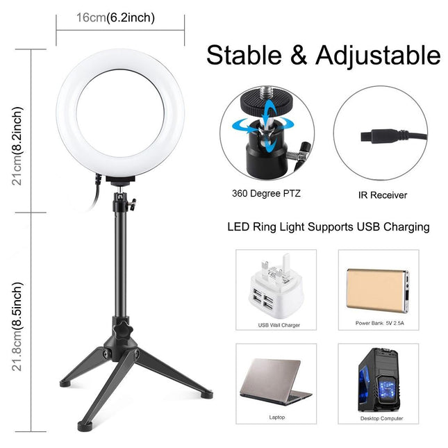 6.2 Rgbw Led Ring Light With Tripod And Remote Control
