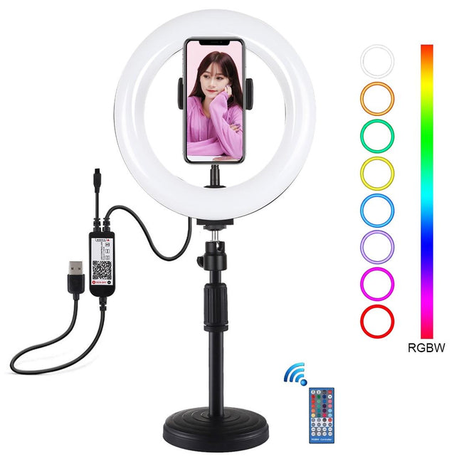 7.9 Rgbw Led Ring Light With Dual Colour Temperature And Phone Clamp