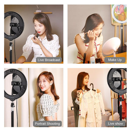 7.9 Led Ring Light With Tripod And Phone Clamp - 3 Modes Dual Colour Temperature Dimmable - Black