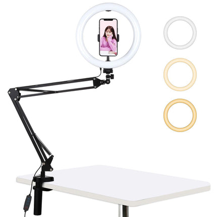 10.2 Ring Light With Usb 3 Modes Dual Colour Phone Clamp