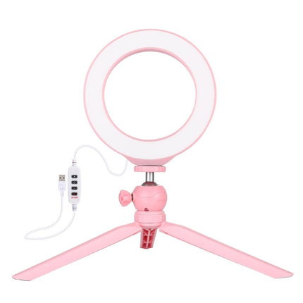 6.2 Led Ring Light With Usb 3 Modes Dimmable Cold Shoe Tripod Mount - Pink