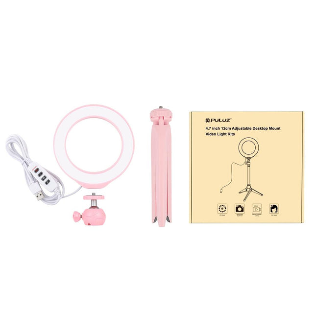 6.2 Led Ring Light With Usb 3 Modes Dimmable Cold Shoe Tripod Mount - Pink