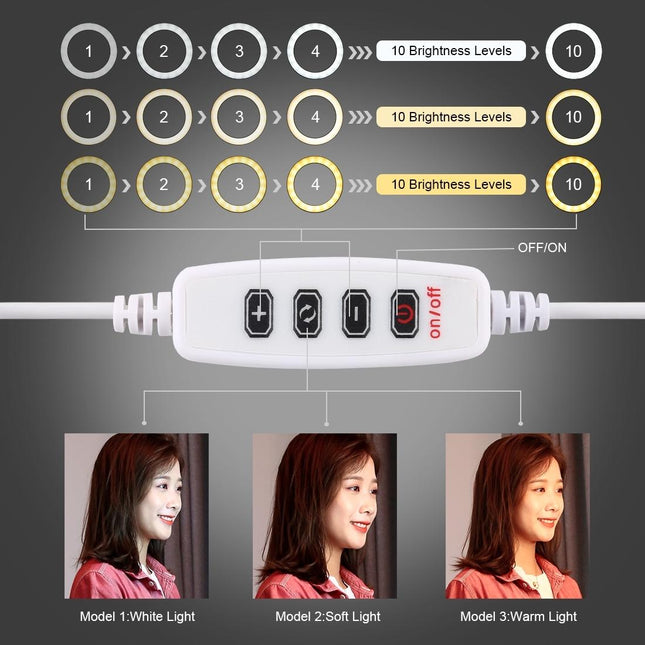 6.2 Led Ring Light With Usb 3 Modes Dimmable Cold Shoe Tripod Mount - Pink