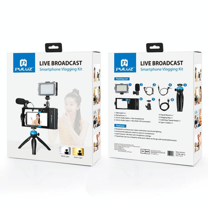 Bluetooth Vlogging Kit With Led Light Mic Tripod - Blue