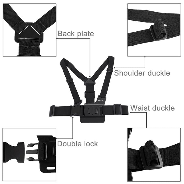 Universal Body Mount Belt For Action Cameras With J Hook And Long Screw