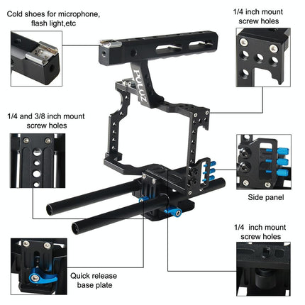 Sony A7 / A7S / A7R Camera Cage Stabilizer With Handle - Blue