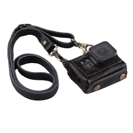 Genuine Leather Housing Case For Gopro Hero7 / 6 / 5 With Neck Strap And 52Mm Uv Lens