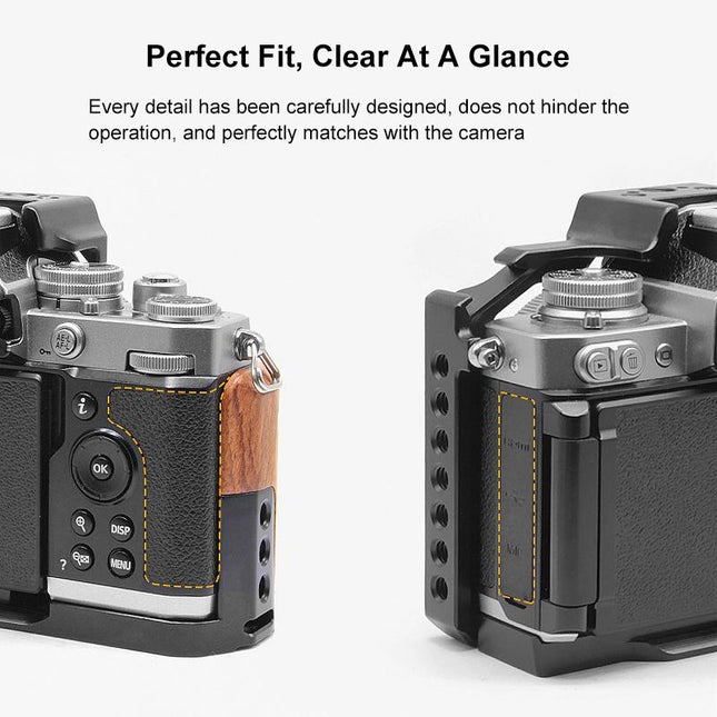 Wood Handle Metal Camera Cage For Nikon Zfc Stabilizer Rig - Black