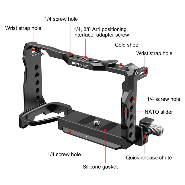 Metal Camera Cage Stabilizer For Sony A6700 - Black