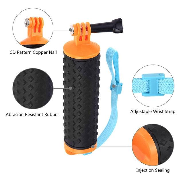 Buoyant Floating Handle Grip For Gopro And Action Cameras With Strap