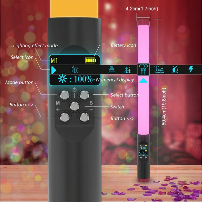 Waterproof Handheld Light Stick With Remote Control - 114 Leds