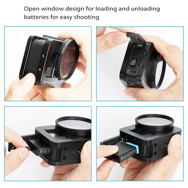 Aluminum Alloy Protective Cage With Insurance Frame And 52Mm Uv Lens For Gopro Hero8