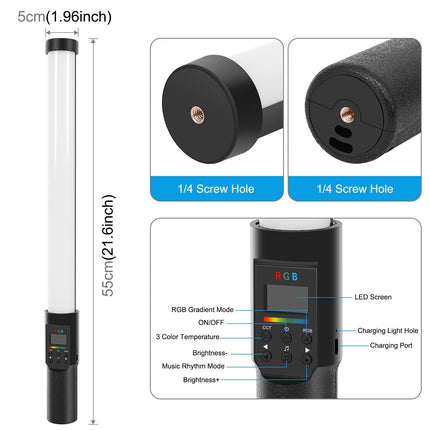 Rgb Handheld Stick Light With 190 Leds And Barndoor