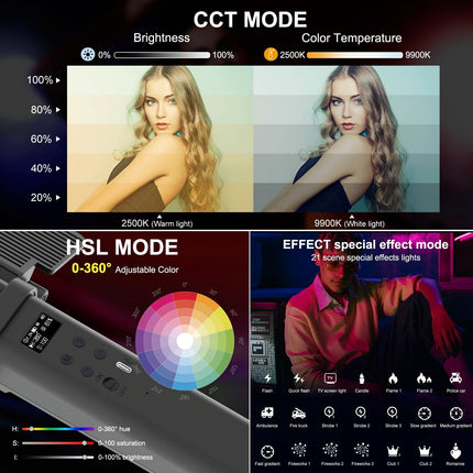 Rgb Handheld Stick Light With 72 Leds And Barndoor