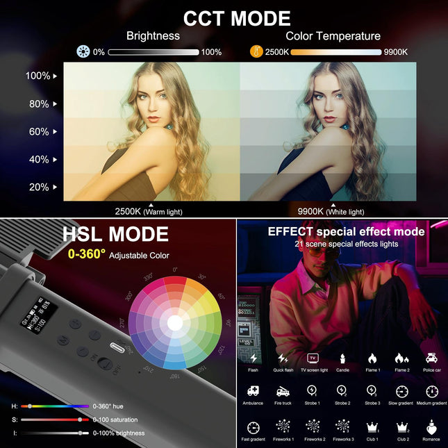 Rgb Handheld Stick Light With 72 Leds And Barndoor