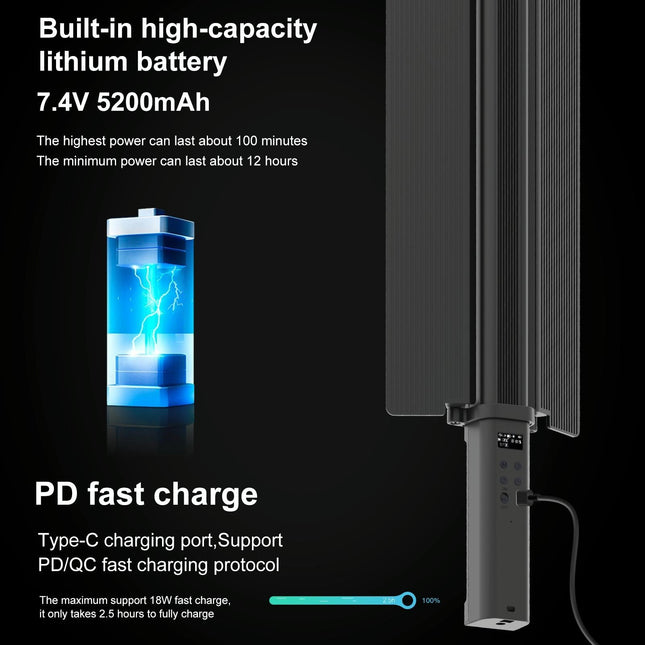 Rgb Handheld Stick Light With 72 Leds And Barndoor