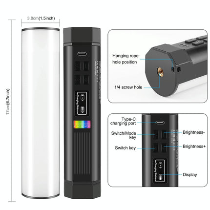 17Cm Handheld Rgb Magnetic Led Fill Light Stick - Full Colour