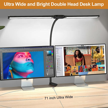 Double Head Clip Desk Lamp With Gooseneck Tube Led In Black