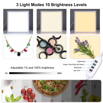 1000Lm Led Photography Light Panel With Switch - 38Cm Metal No Polar Dimming - 33.3Cm X 33.3Cm Effective Area