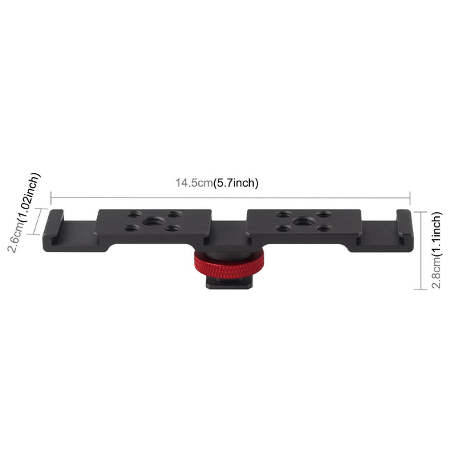 Triple Cold Shoe Bracket Mount - Black