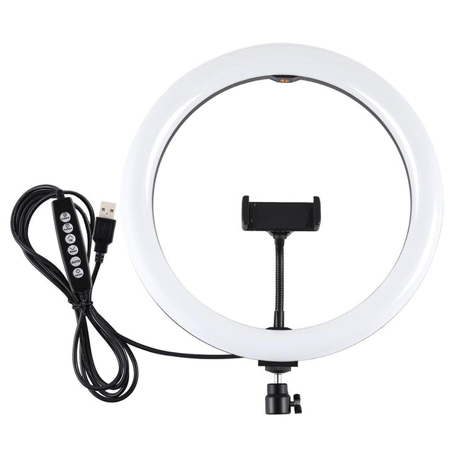 30Cm Curved Surface Led Ring Light With Tripod And Phone Clamp - 10 Modes 8 Colours Usb Powered