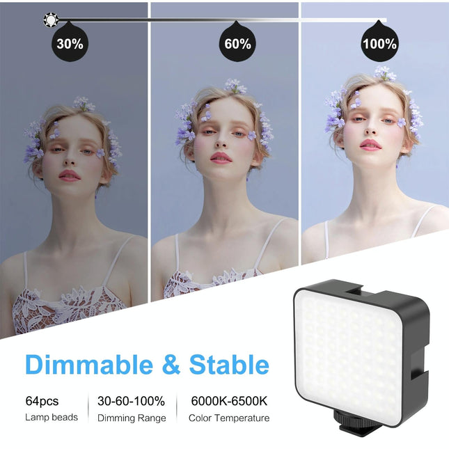 5W 64Led Fill Light For Camera / Camcorder - Black