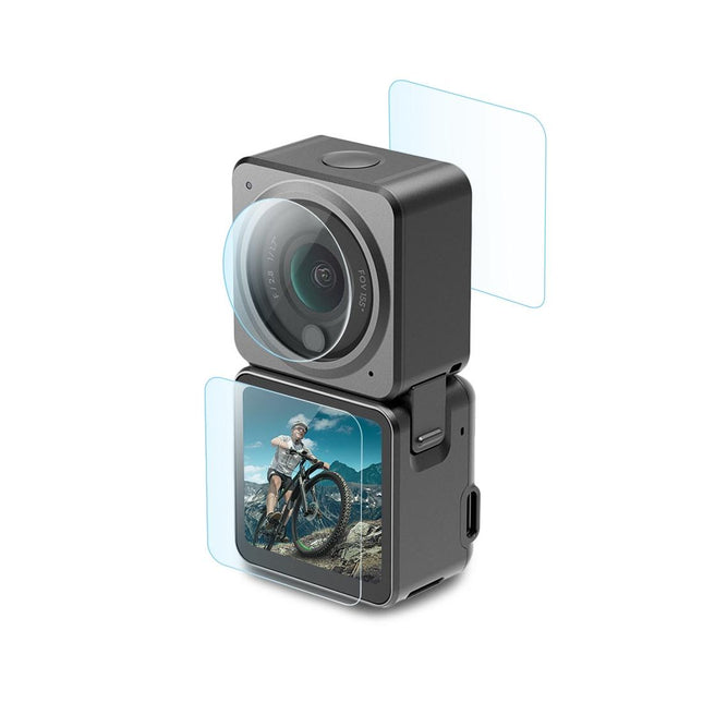 9H Tempered Glass Film For Dji Action 2 - 3-In-1 Lens With Front And Back Lcd Display